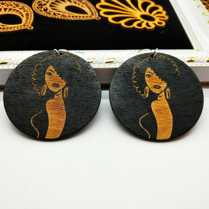 African black queen round earrings