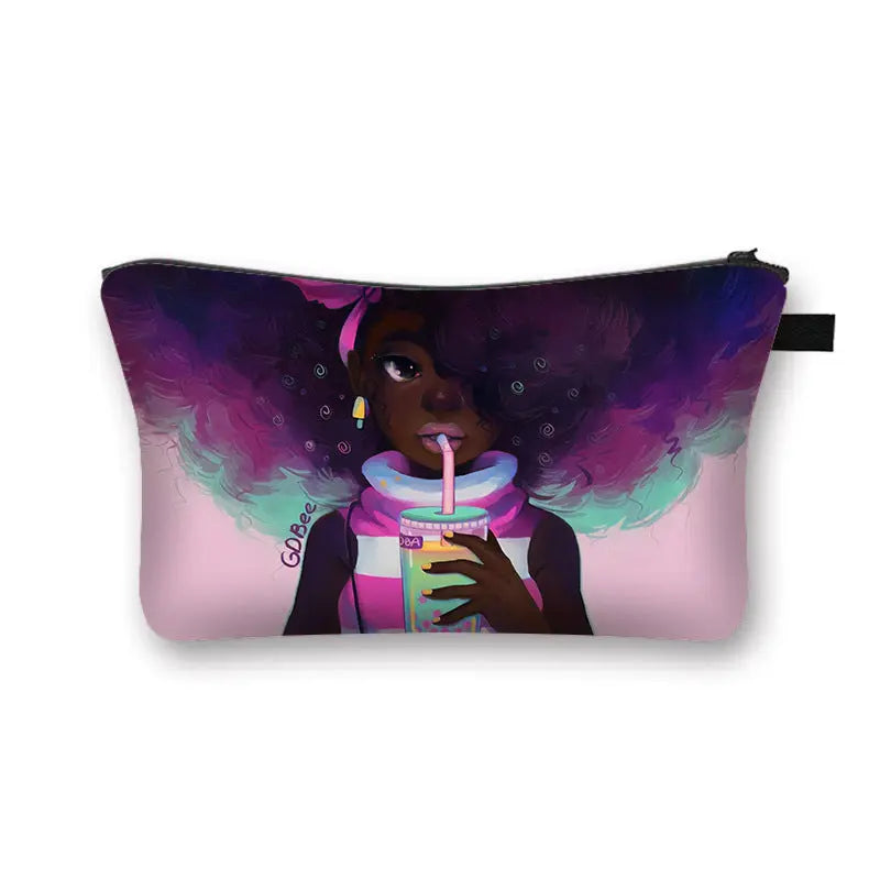 African girl cosmetic bag Funky African