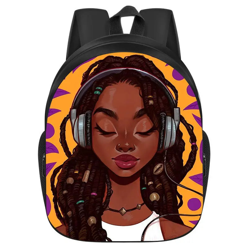 African girl school backpack Funky African