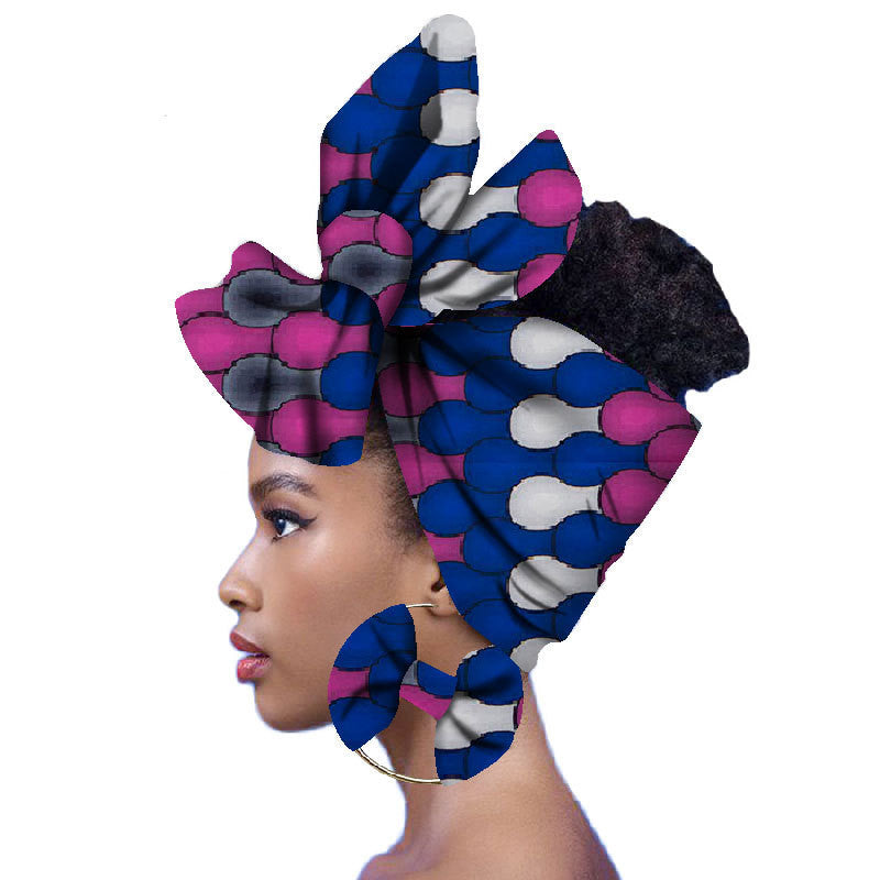 2-piece set of African headscarves and earrings Funky African