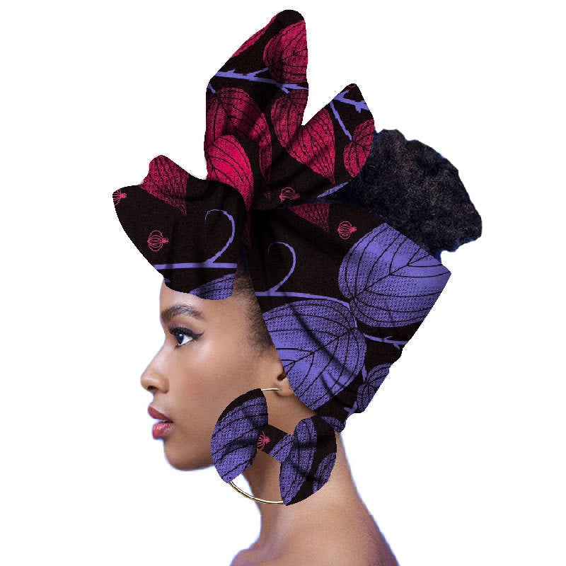 2-piece set of African headscarves and earrings Funky African