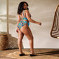 African print high-waisted bikini
