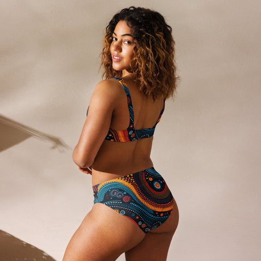 African print high-waisted bikini