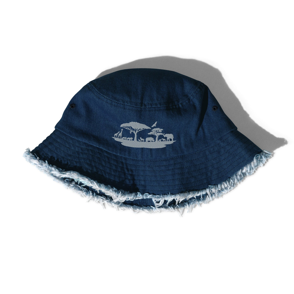 Distressed denim bucket hat Funky African