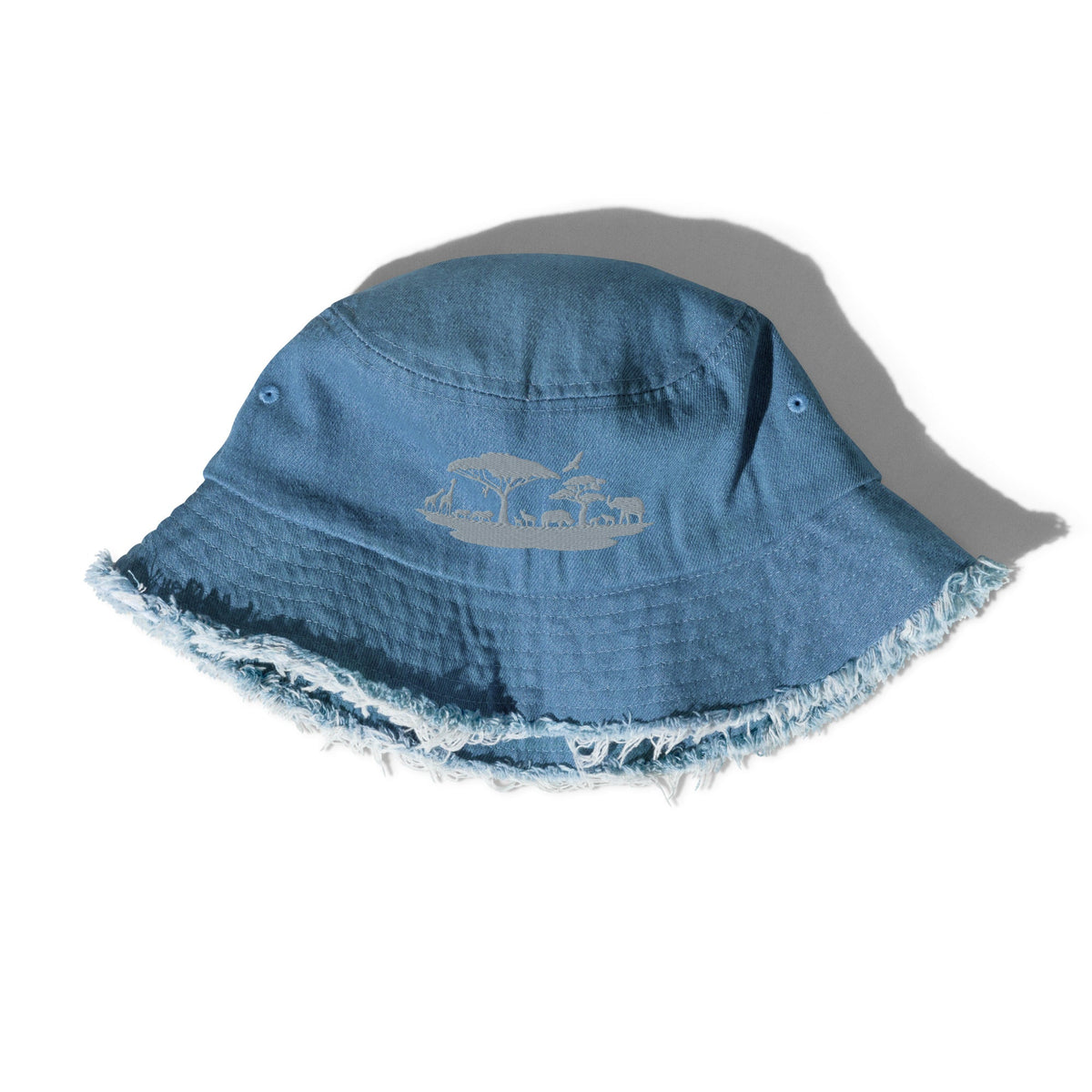 Distressed denim bucket hat Funky African