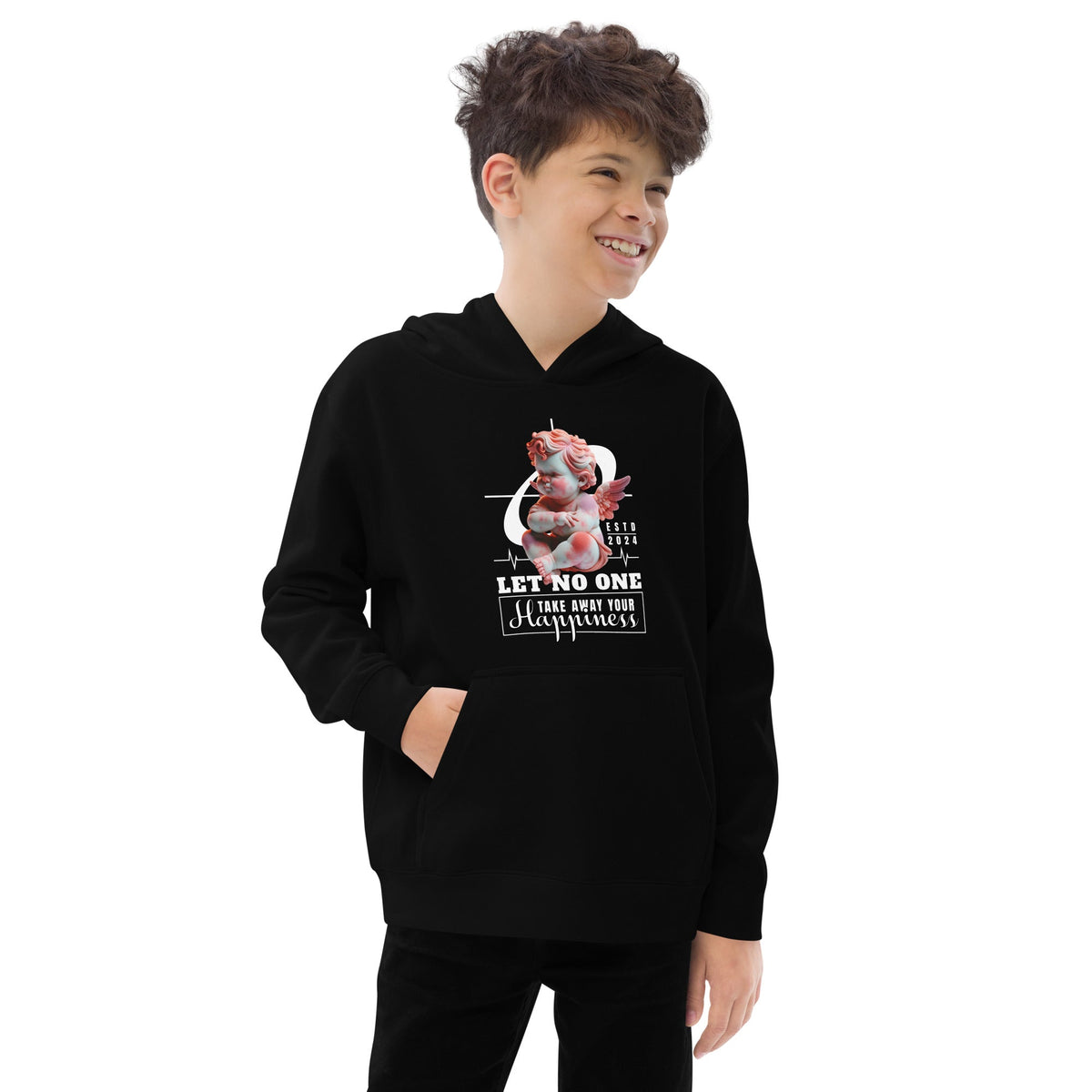 Happiness Kids fleece hoodie Funky African