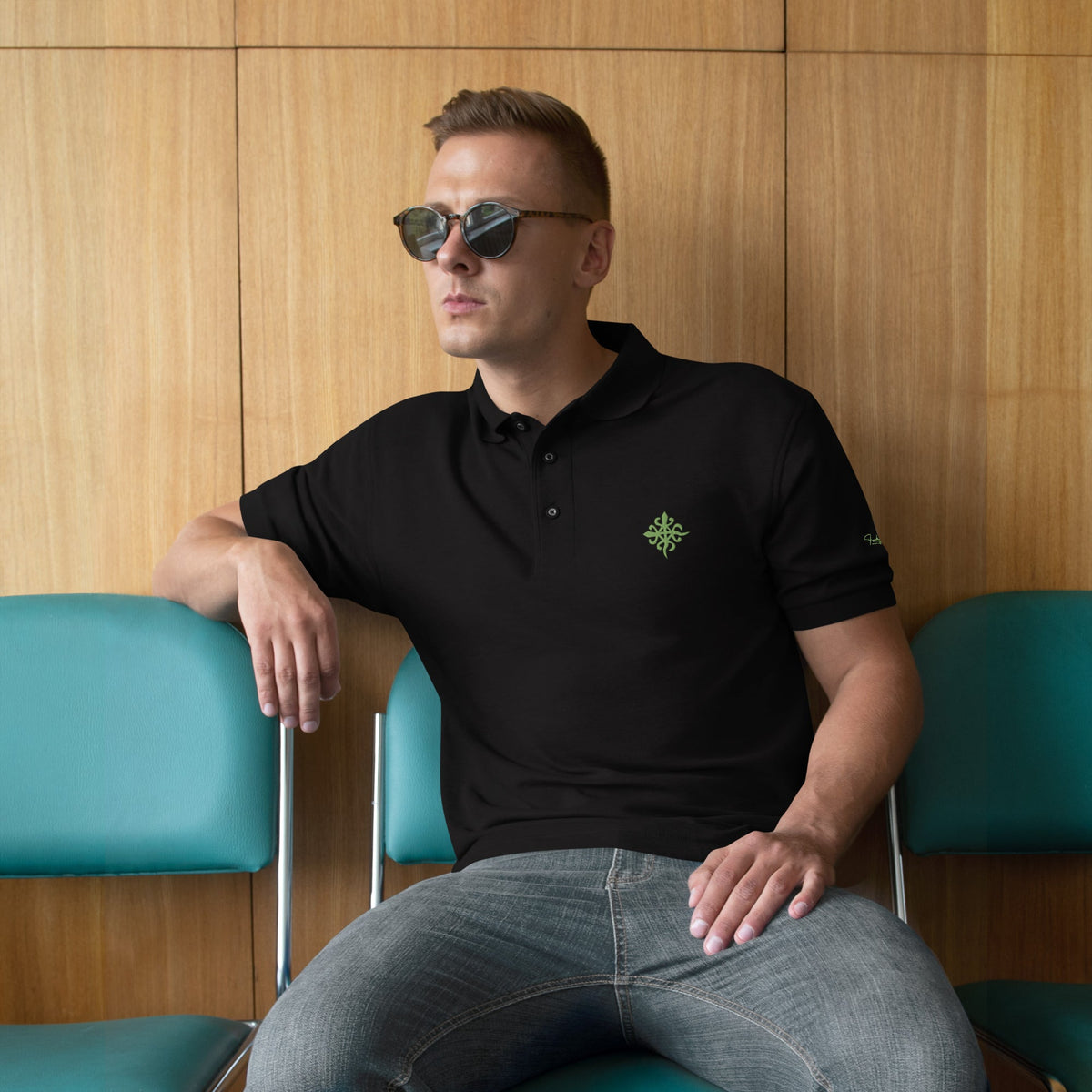 Adinkra Siamese Crocodile Men's Premium Polo Funky African