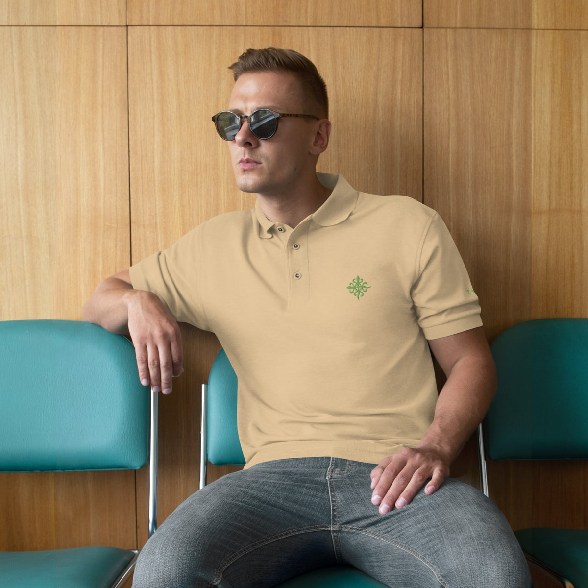 Adinkra Siamese Crocodile Men's Premium Polo Funky African