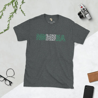 Nigerian flag text Short-Sleeve Unisex T-Shirt Funky African