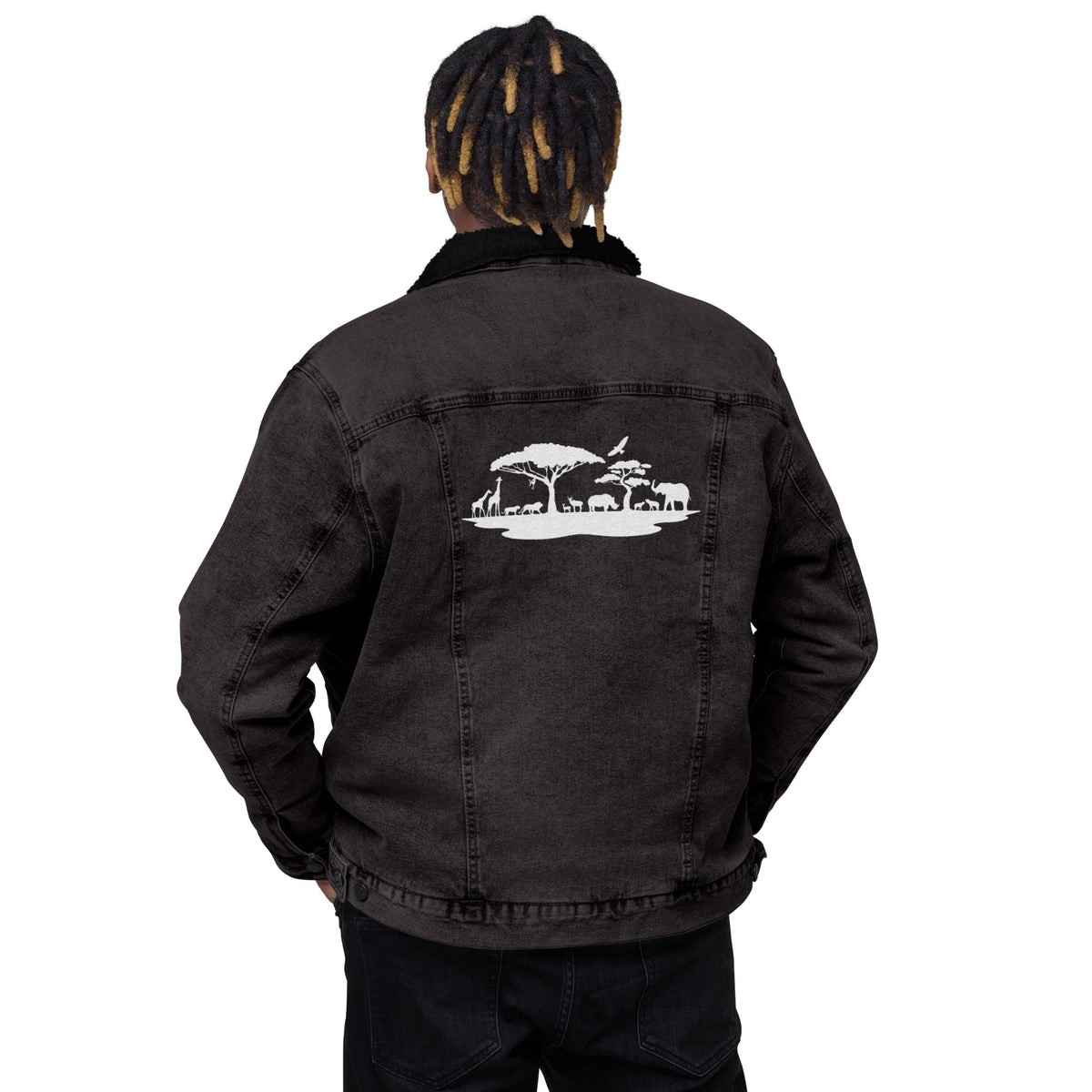 African Jungle Unisex denim sherpa jacket Funky African