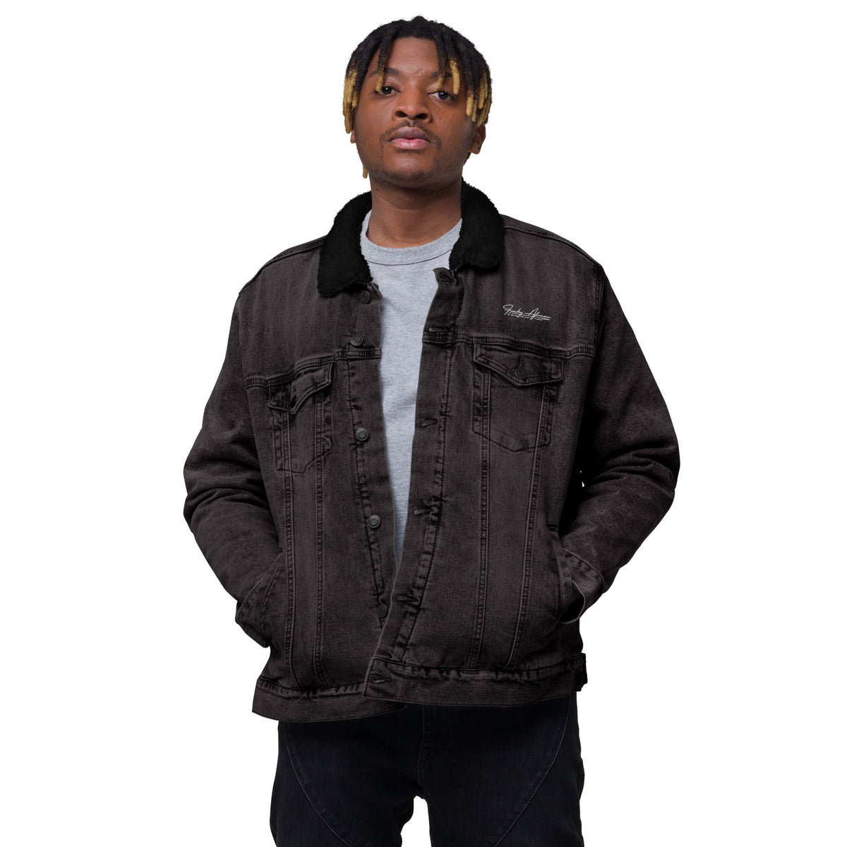 Gye Nyame Unisex denim sherpa jacket Funky African