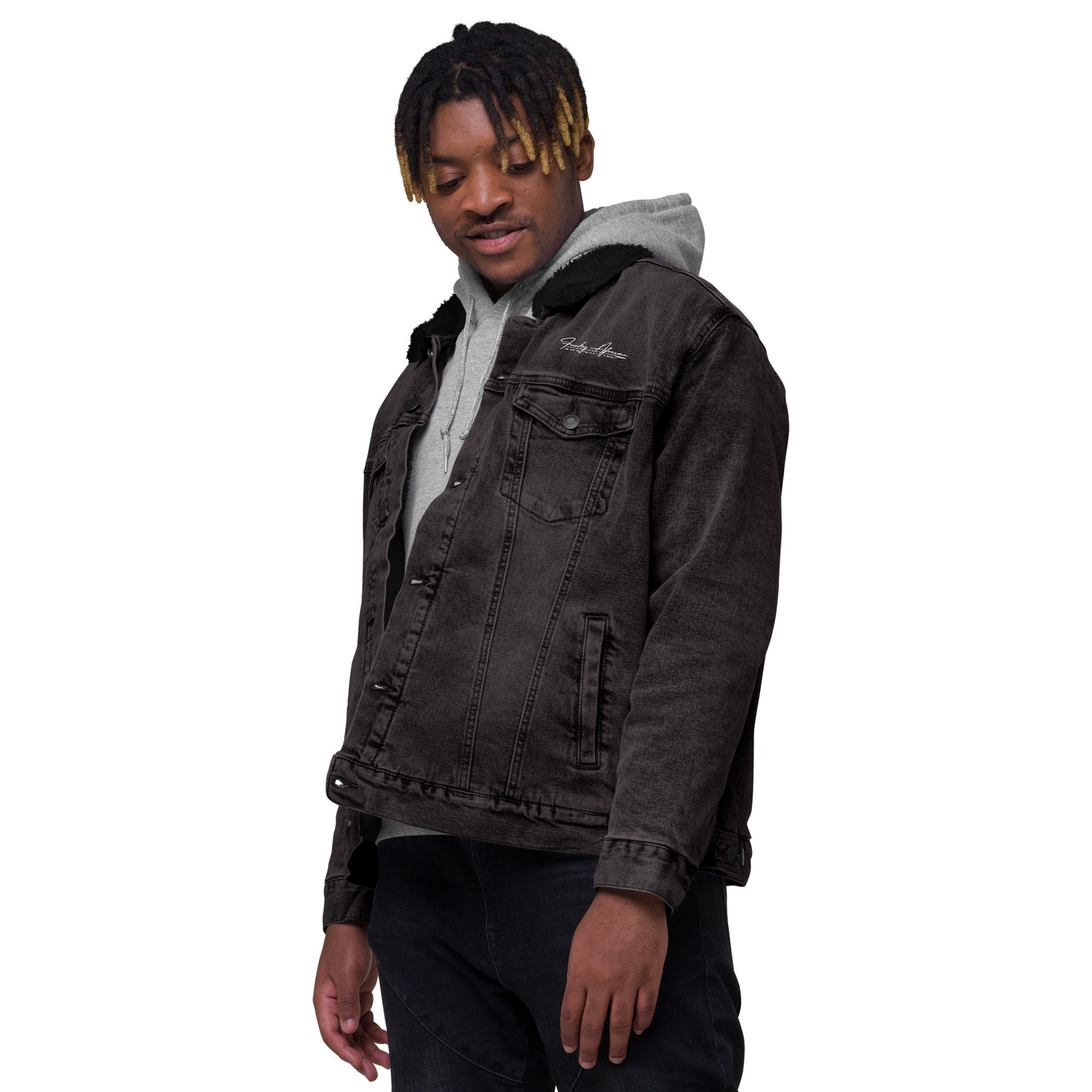 Gye Nyame Unisex denim sherpa jacket