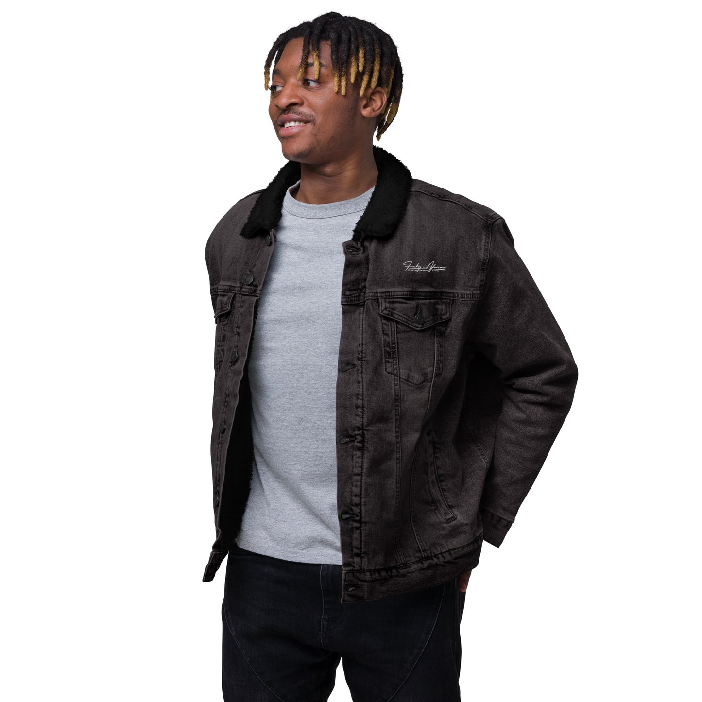 Gye Nyame Unisex denim sherpa jacket
