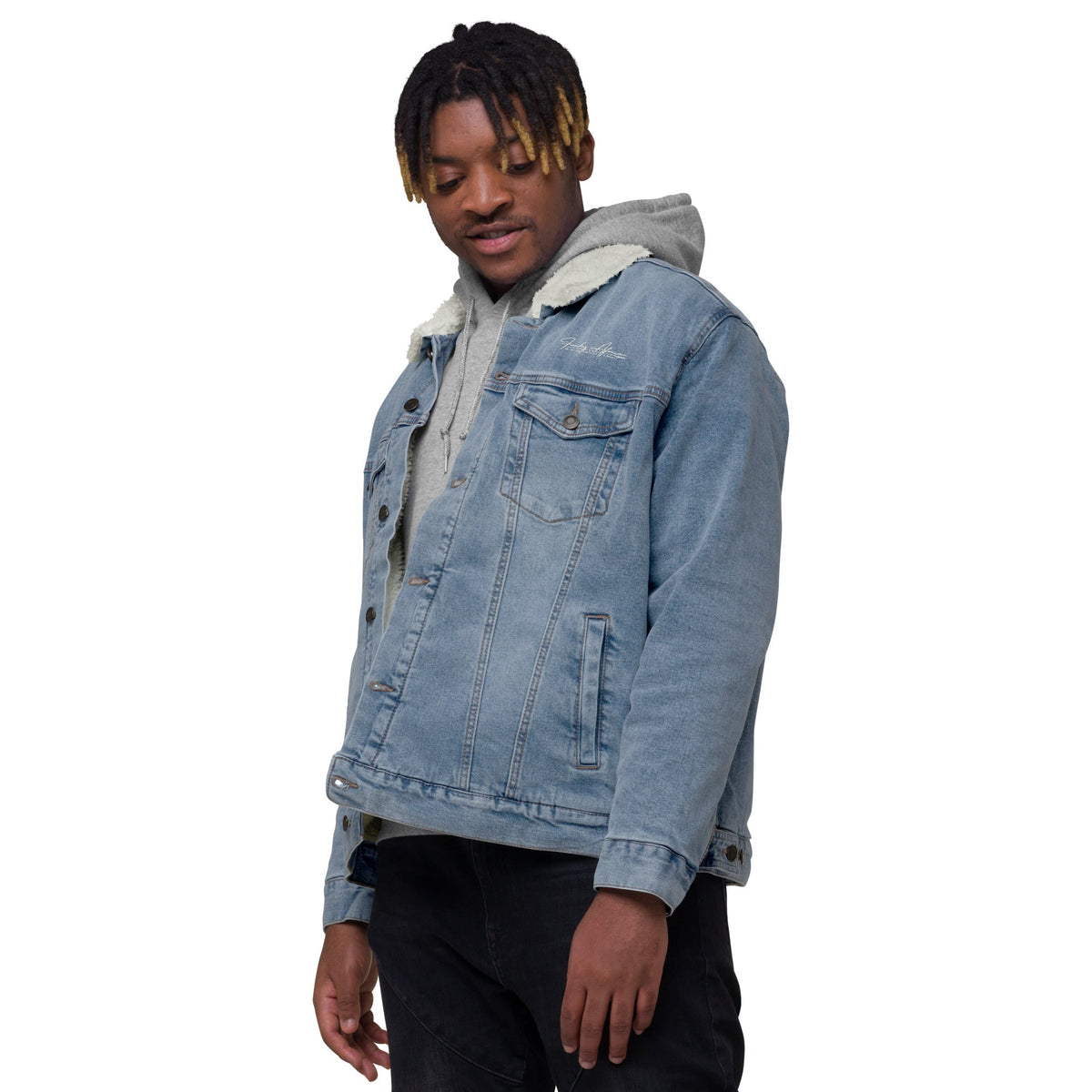 Gye Nyame Unisex denim sherpa jacket Funky African