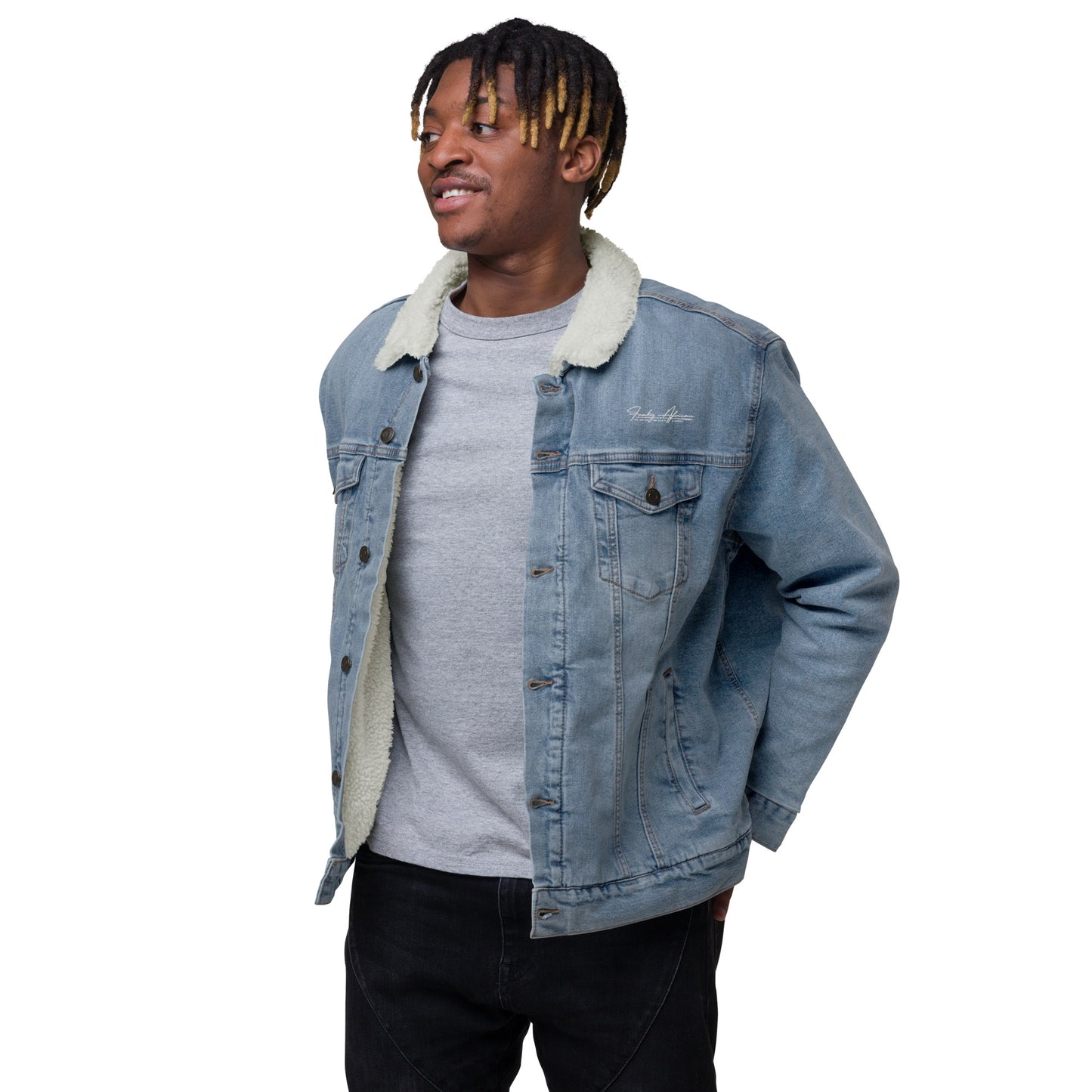 Gye Nyame Unisex denim sherpa jacket