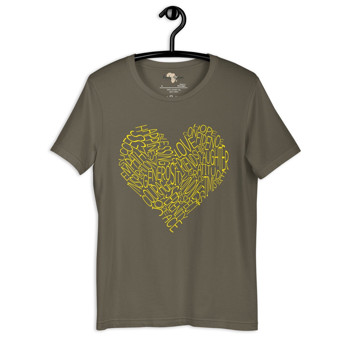 Typography heart with positive words unisex tee Funky African