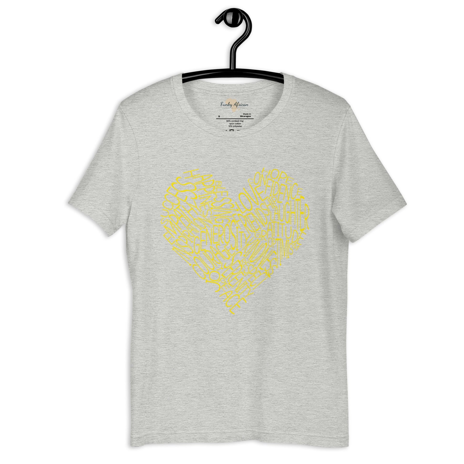 Typography heart with positive words unisex tee Funky African