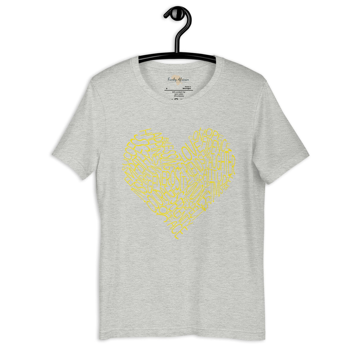 Typography heart with positive words unisex tee Funky African