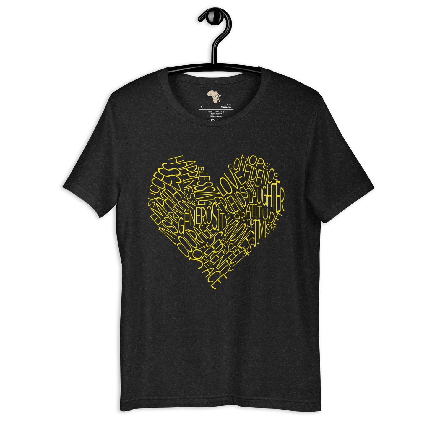 Typography heart with positive words unisex tee Funky African