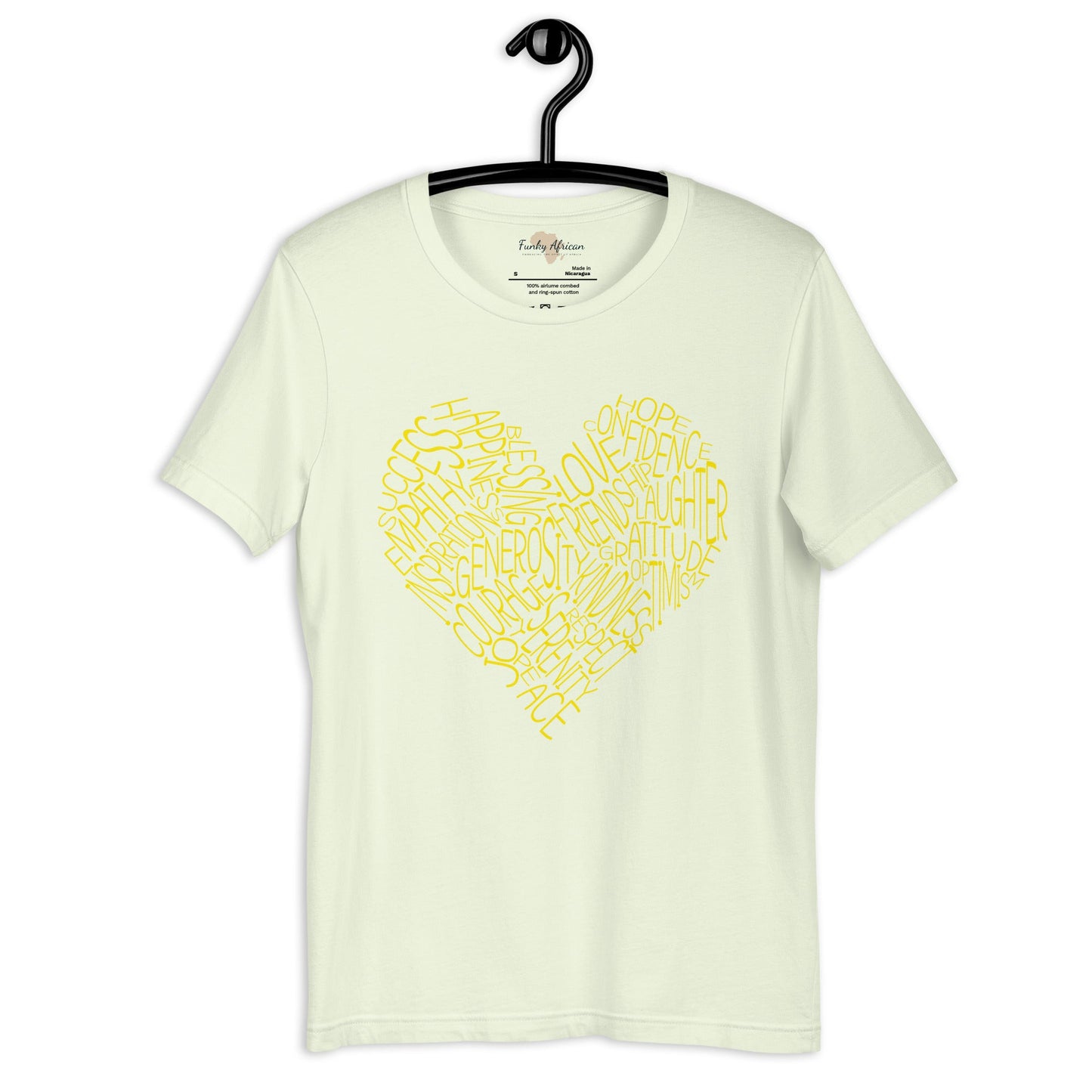 Typography heart with positive words unisex tee Funky African