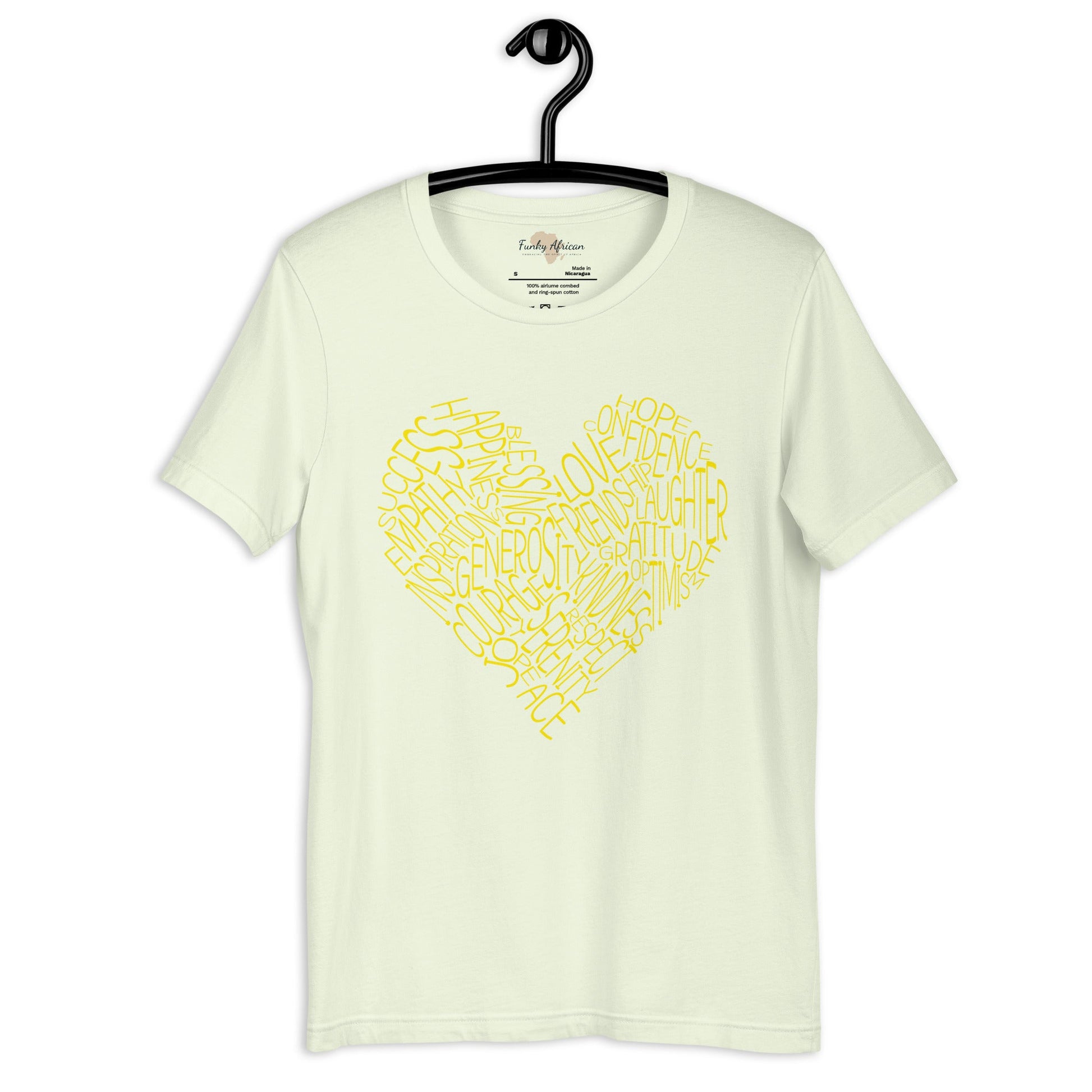 Typography heart with positive words unisex tee Funky African