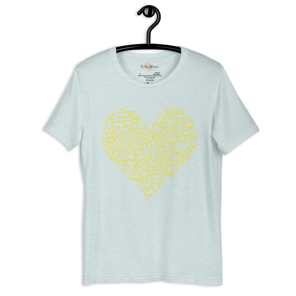 Typography heart with positive words unisex tee Funky African