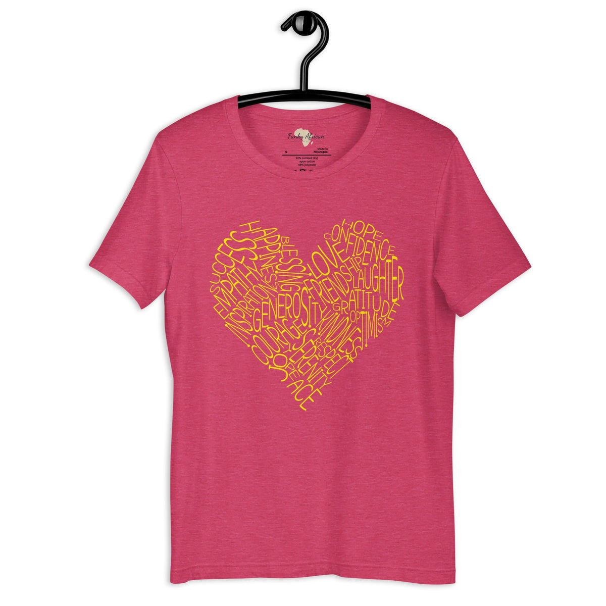 Typography heart with positive words unisex tee Funky African