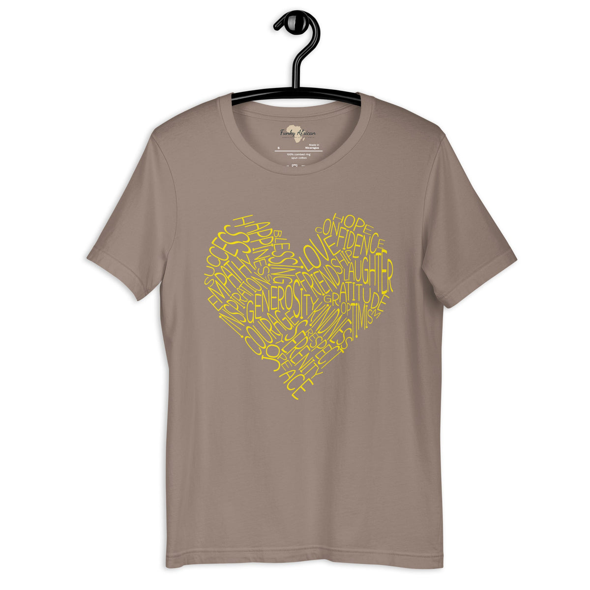 Typography heart with positive words unisex tee Funky African