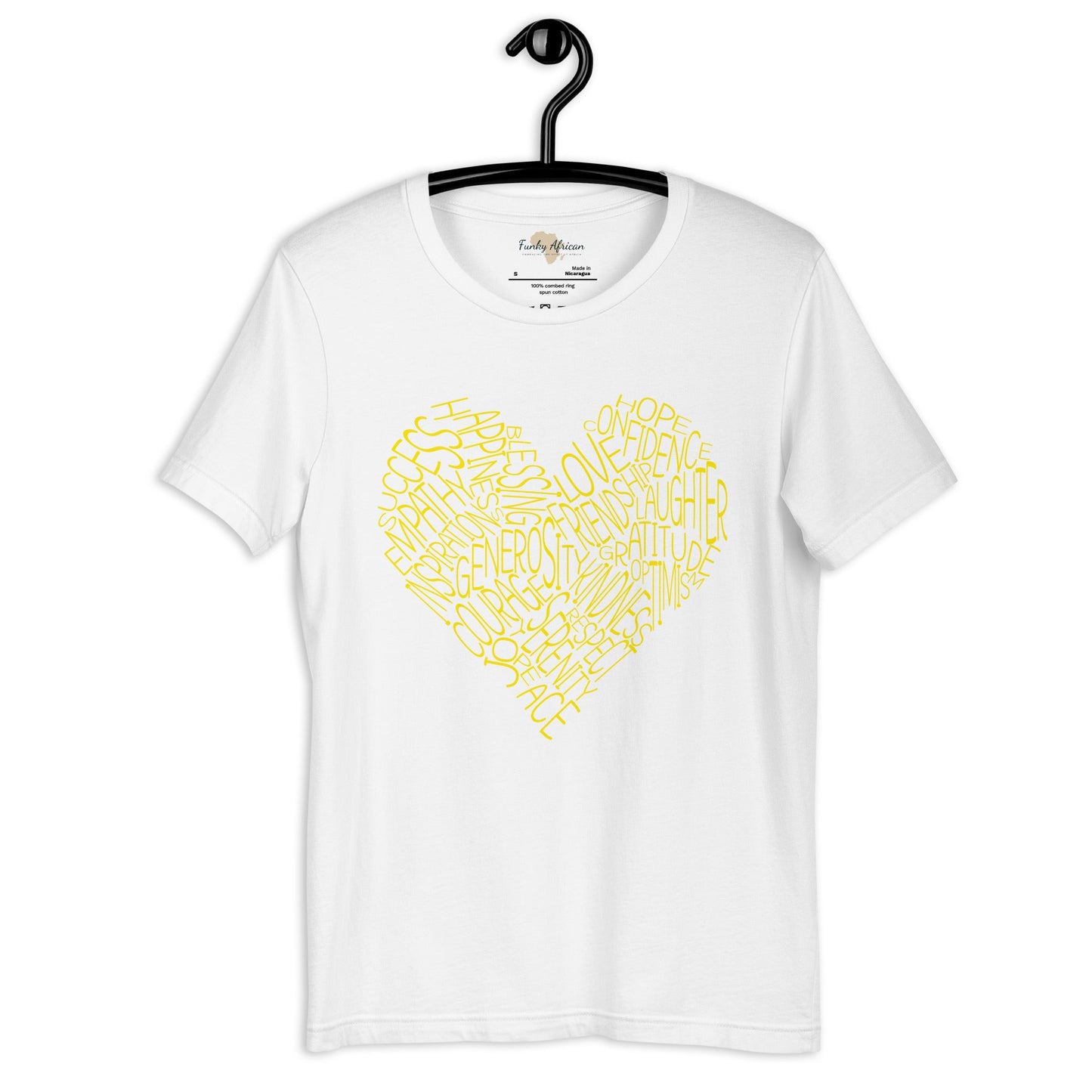 Typography heart with positive words unisex tee Funky African