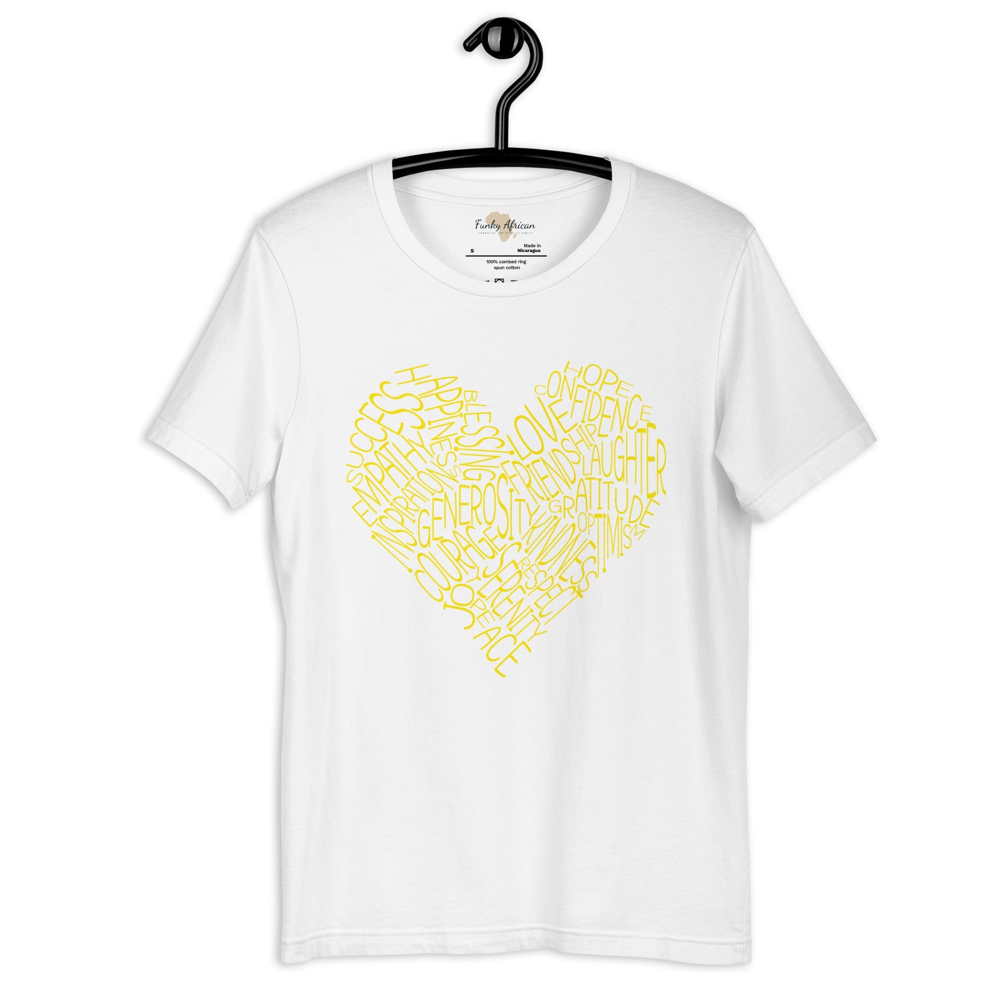 Typography heart with positive words unisex tee Funky African
