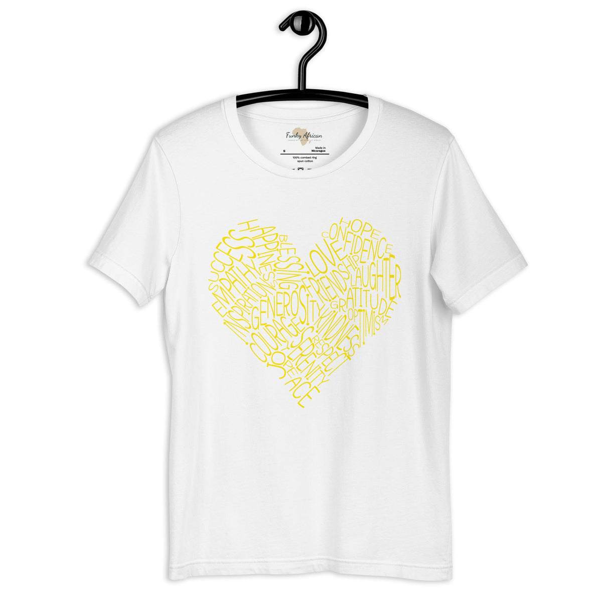 Typography heart with positive words unisex tee Funky African